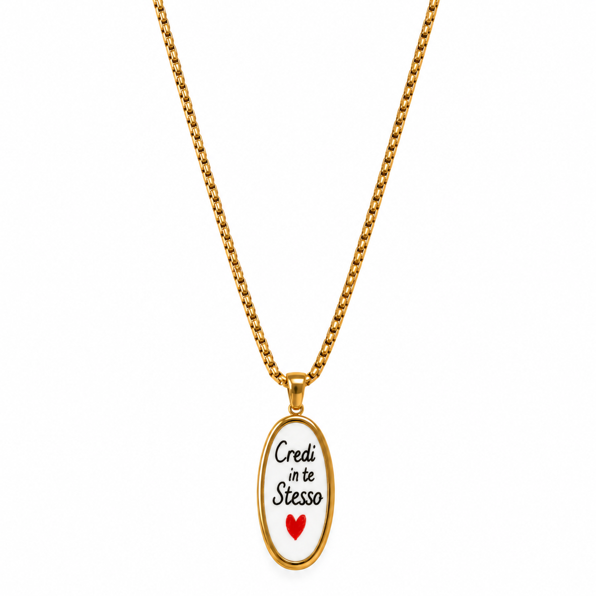 Collana Credi in Te Stesso in Acciaio Dorato