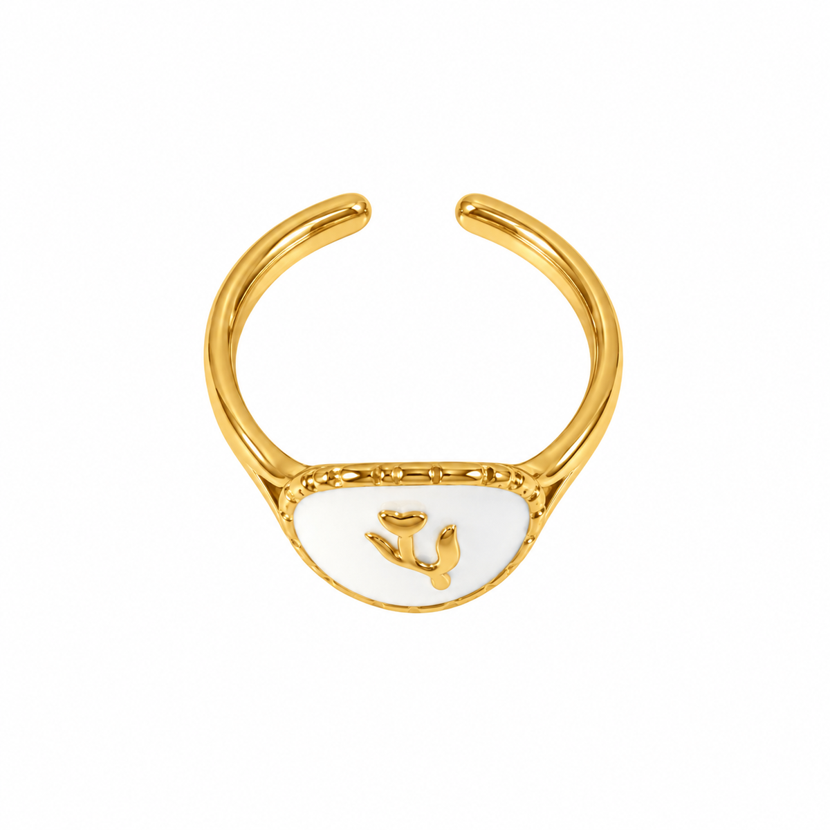 Anello Tulipano in Acciaio Dorato