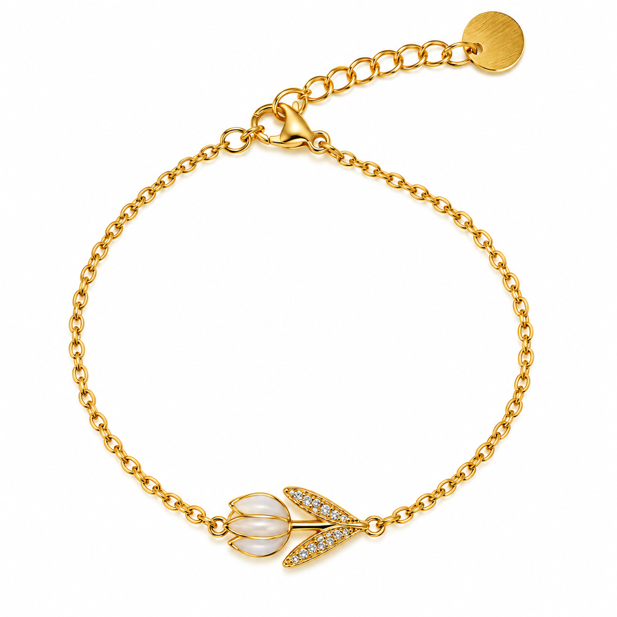 Bracciale in Acciaio Dorato con Tulipano