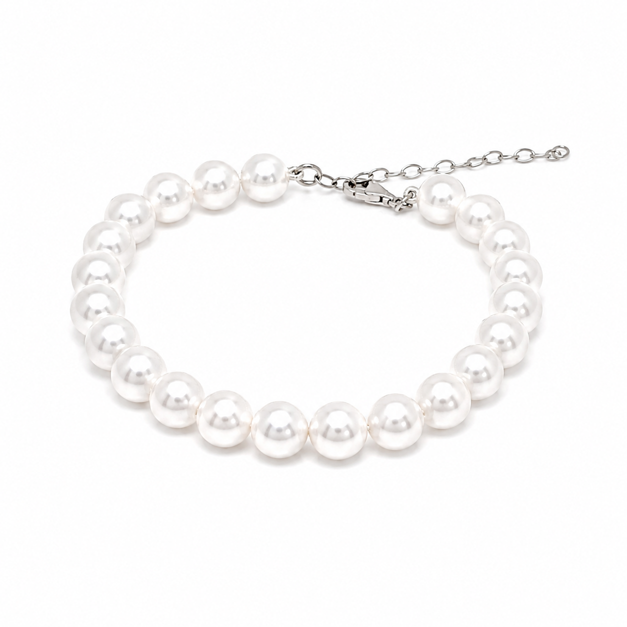 Bracciale di Perle Bianche in Argento