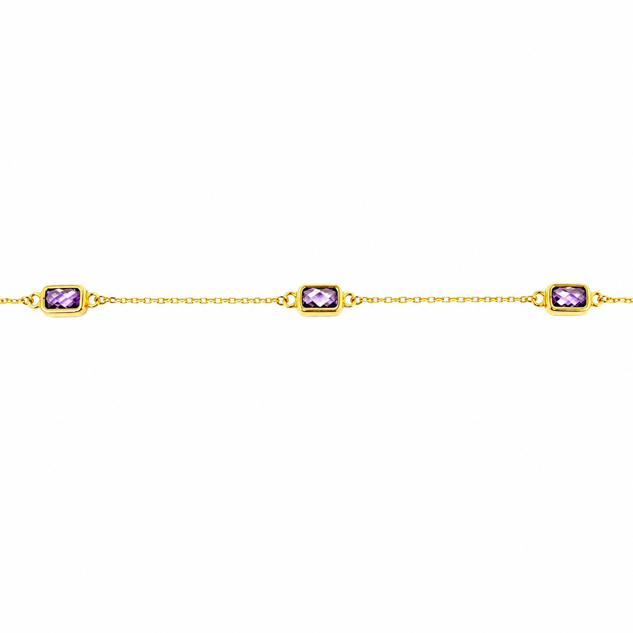 Collana in Oro Giallo con Zirconi Rettangolari Viola