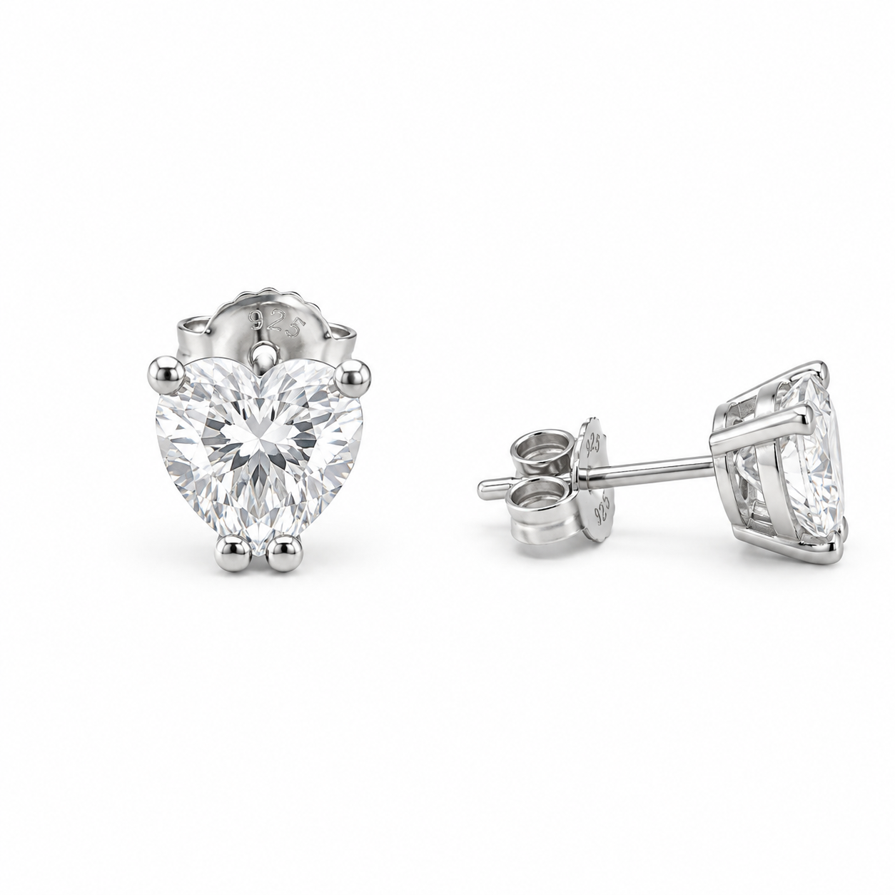 Orecchini Punto Luce Cubic Zirconia Cuore in  Oro Bianco