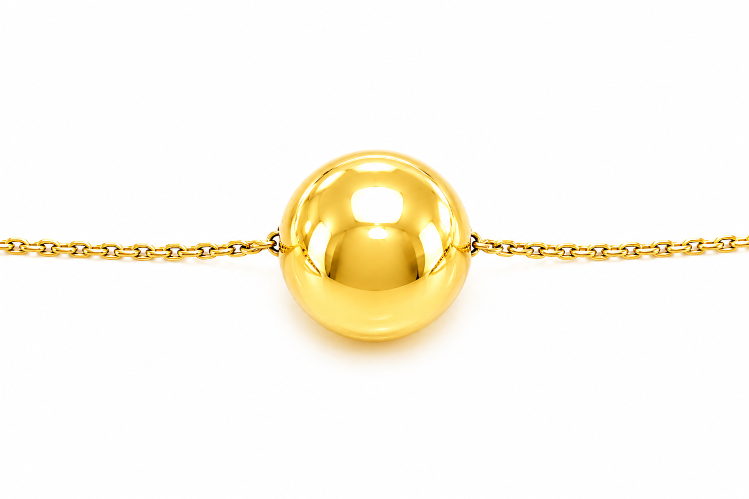 Collana Oro Giallo con Pendente Sfera Lucida