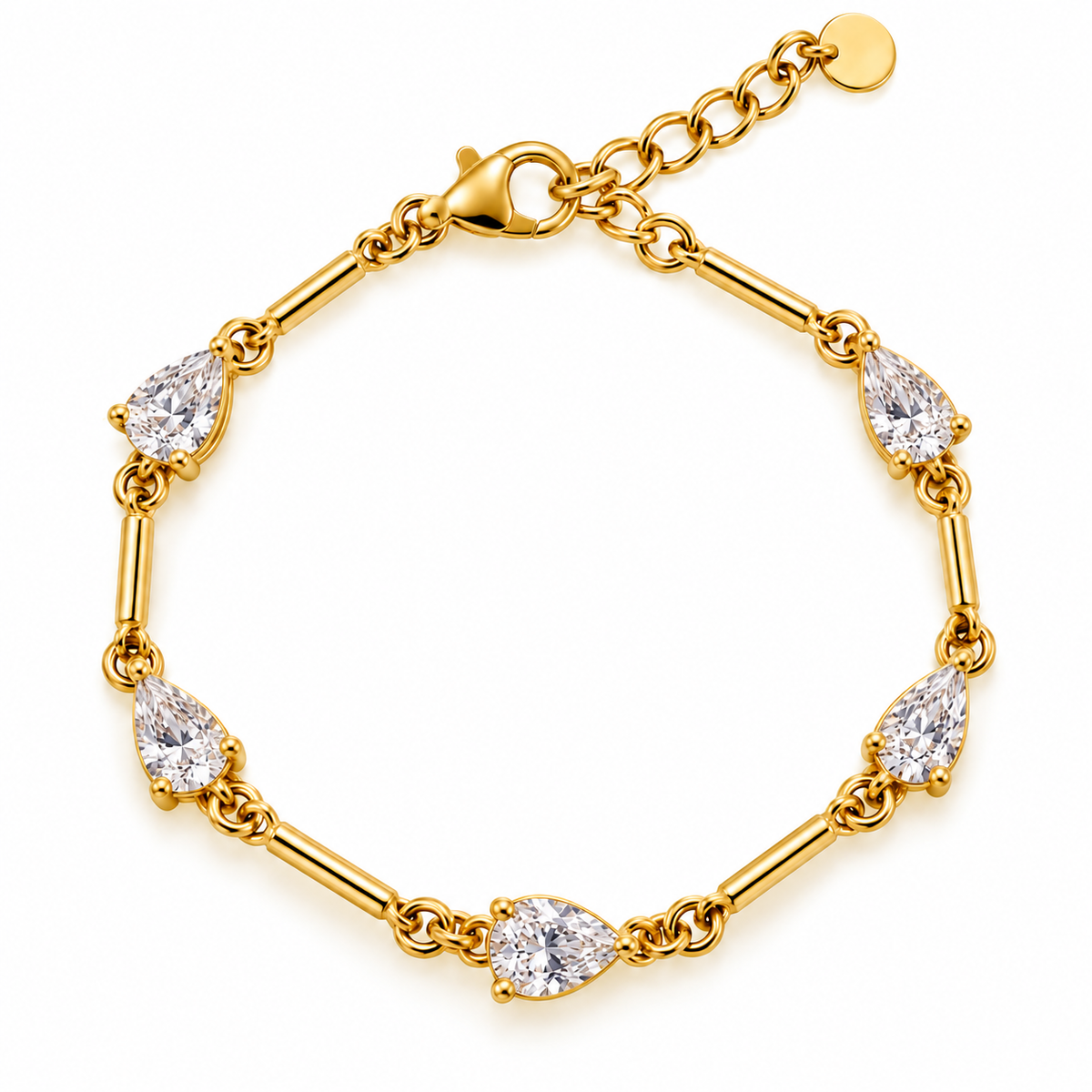 Bracciale Dorato con Zirconi Bianchi