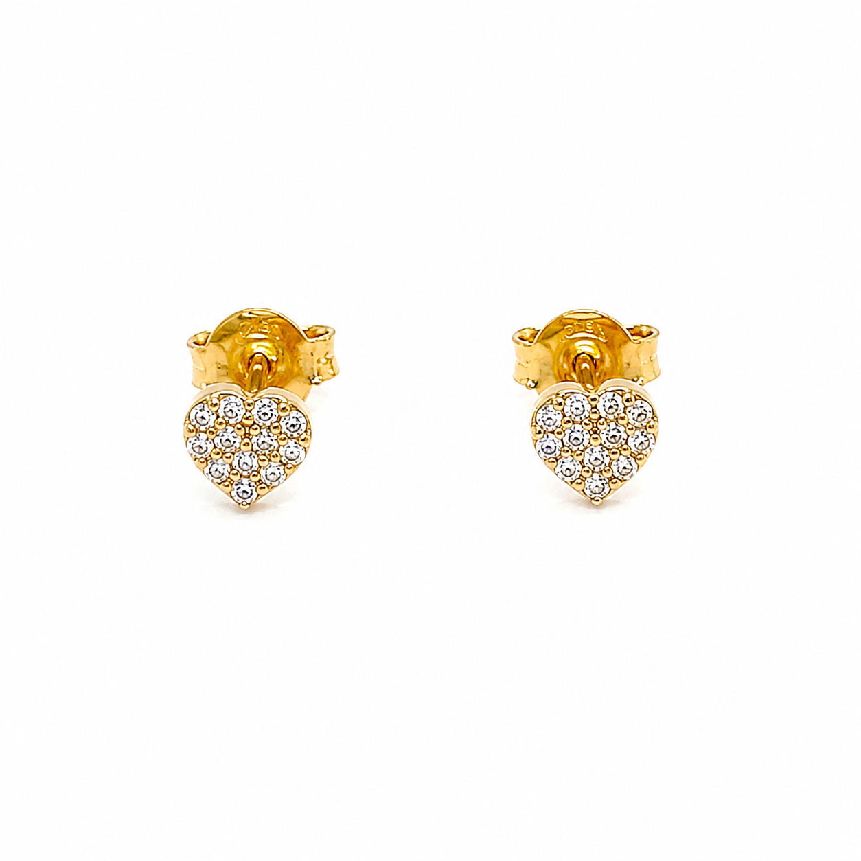 Orecchini Cuore con Zirconi in Oro Giallo