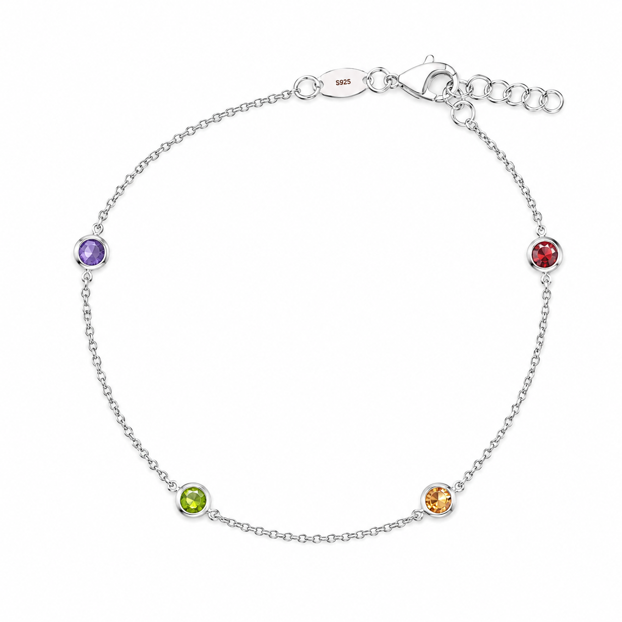 Bracciale in Argento con Punti Luce Multicolor