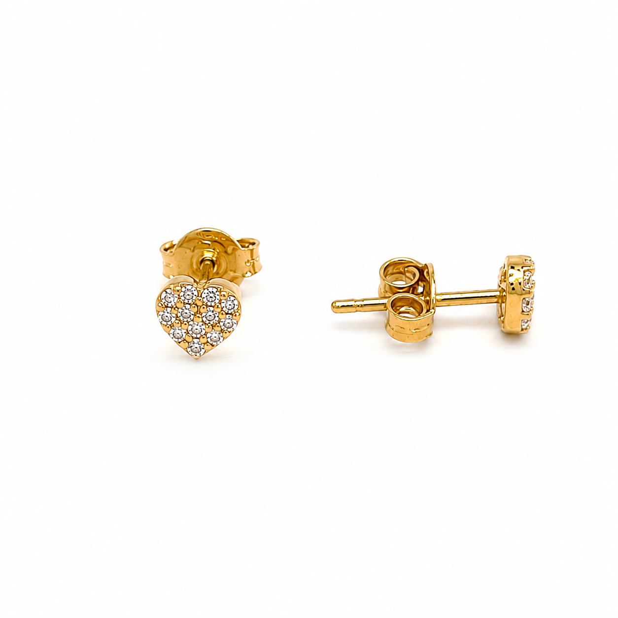 Orecchini Cuore con Zirconi in Oro Giallo