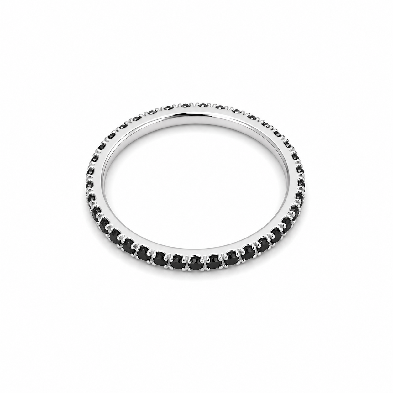 Anello Eternity in Argento con Zirconi Neri