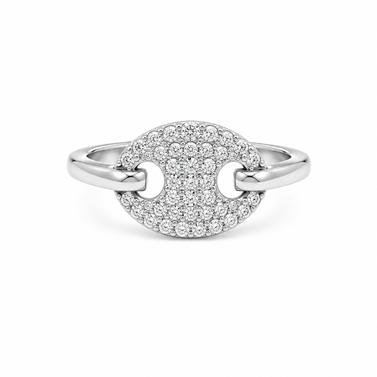 Anello Elegance Pavé con Zirconi Bianchi in Finitura Argento