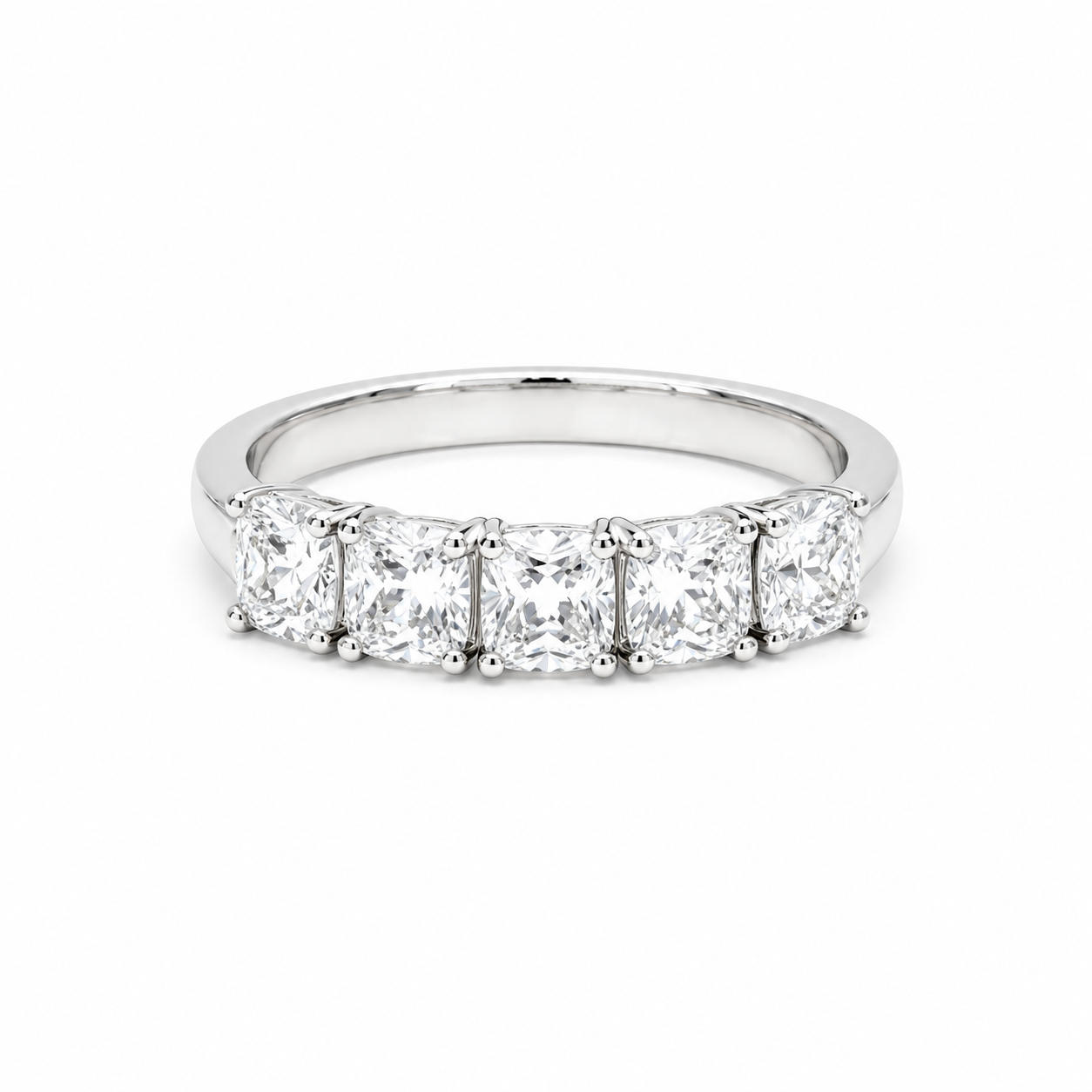 Anello Eternity Princess con Cinque Zirconi Quadrati e Finitura Argento