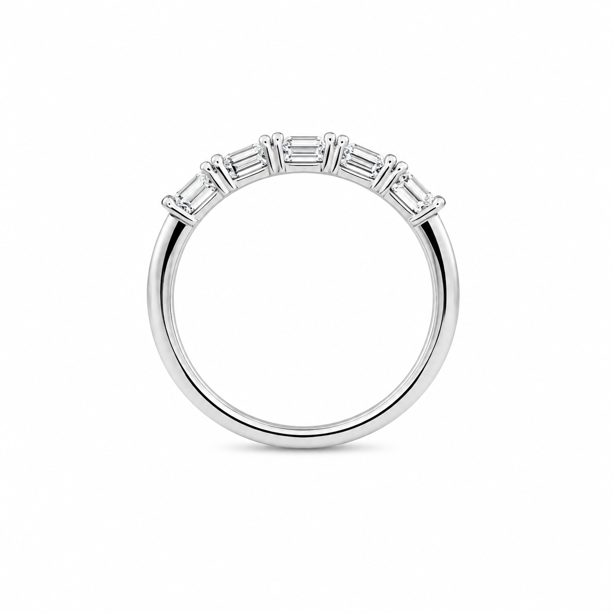 Anello Eternity Princess con Cinque Zirconi Quadrati e Finitura Argento