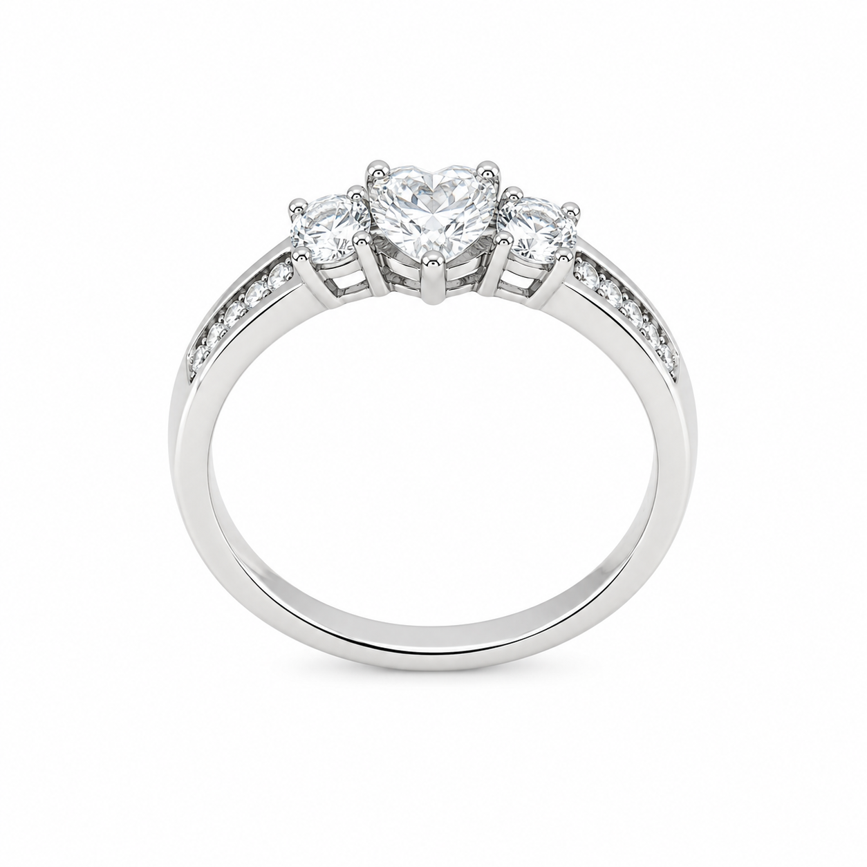 Anello Cuore Trilogy in Argento con Zirconi Brillanti