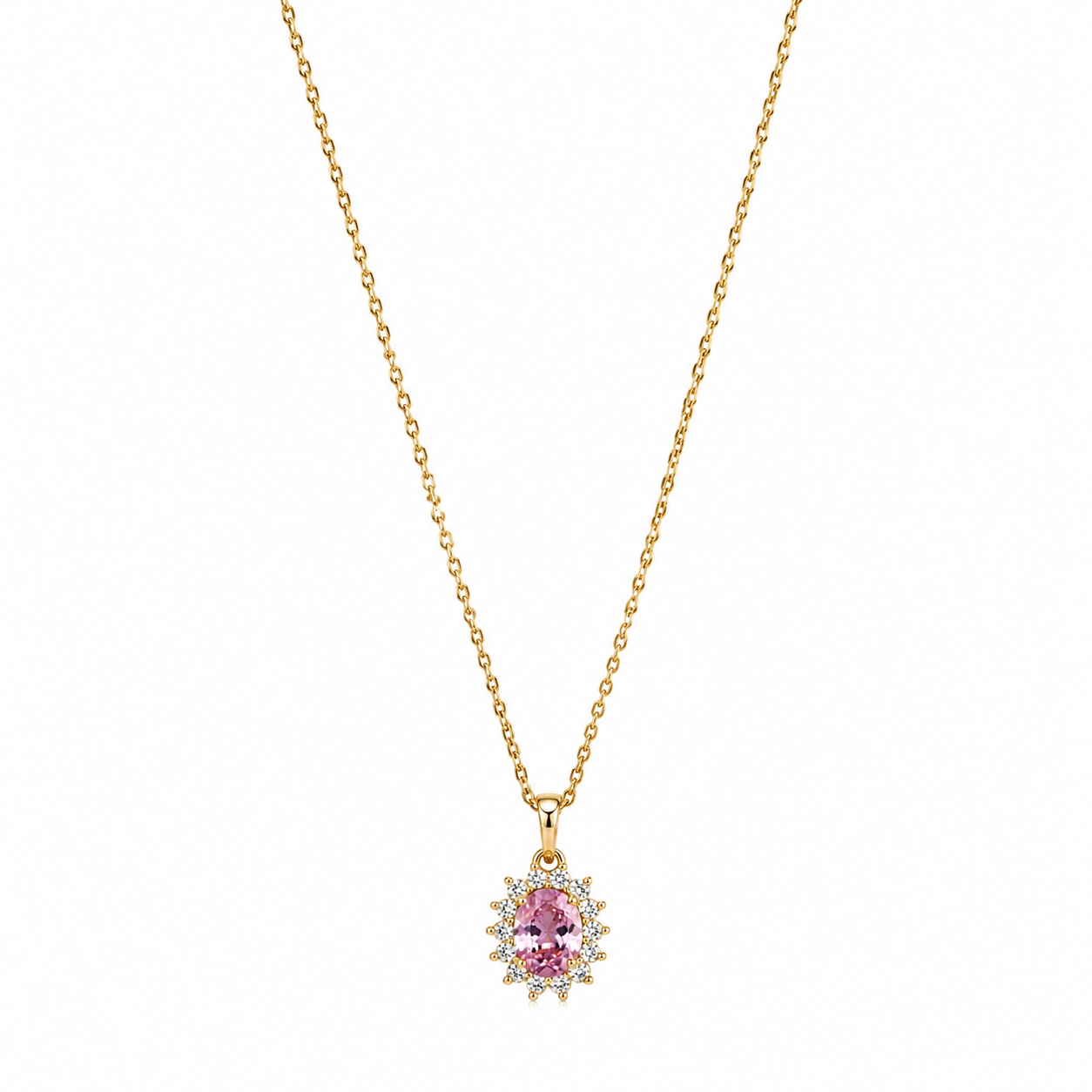 Collana con Pendente Rosa e Zirconi in Acciaio Dorato