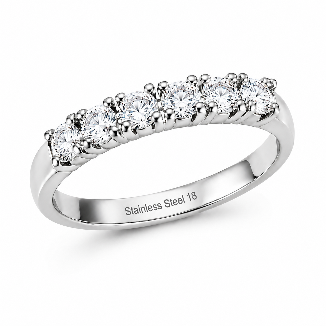 Anello Eternity con Zirconi in Acciaio