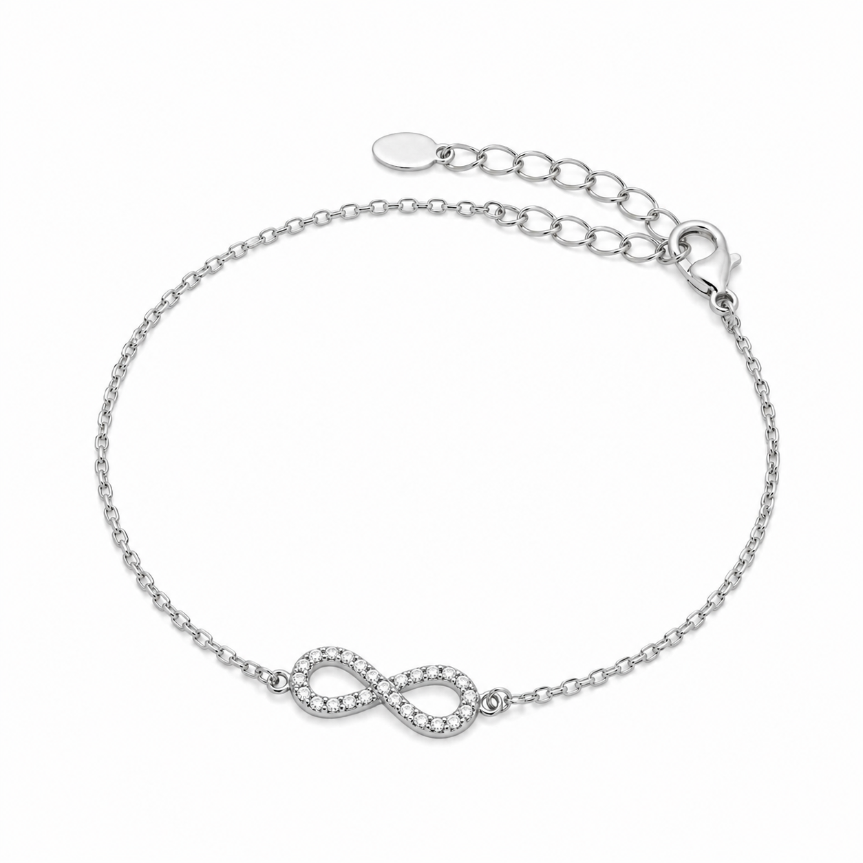 Bracciale Infinito con Zirconi in Acciaio