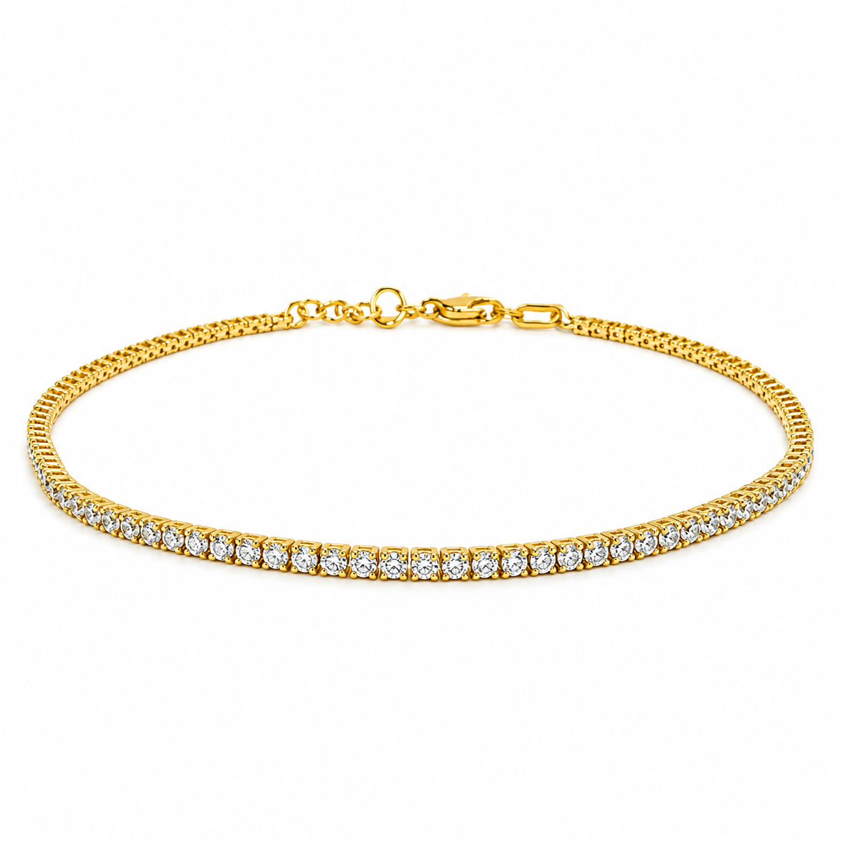 Cavigliera Tennis in Argento Dorato con Zirconi