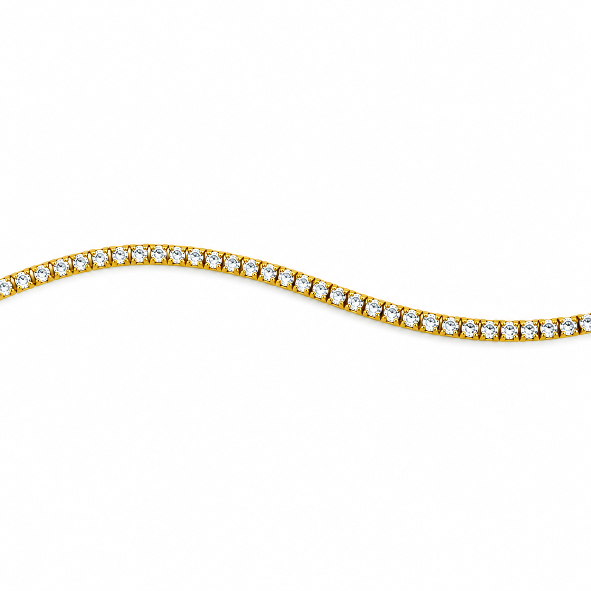 Cavigliera Tennis in Argento Dorato con Zirconi