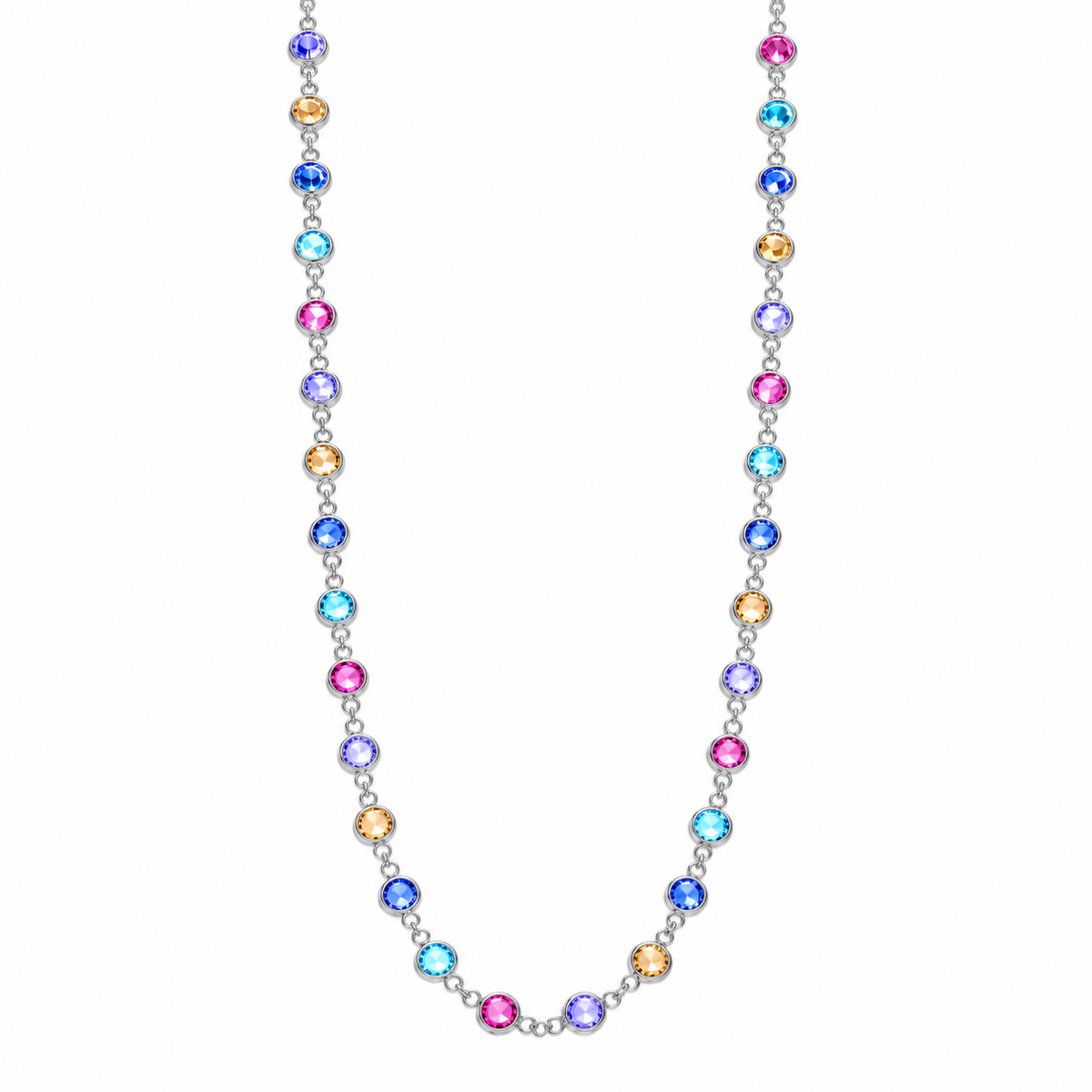 Collana in Argento con Zirconi Multicolor