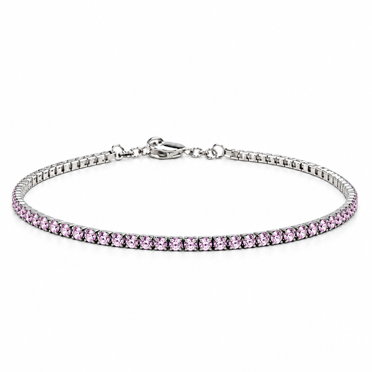 Cavigliera Tennis in Argento con Zirconi Viola