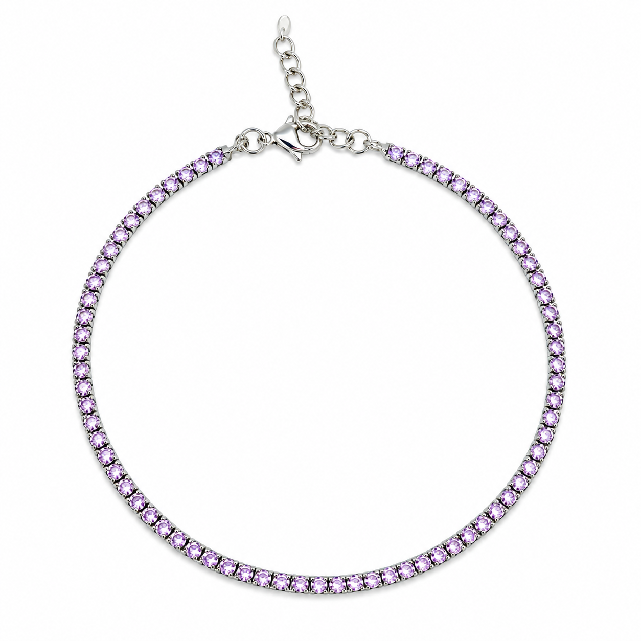 Cavigliera Tennis in Argento con Zirconi Viola
