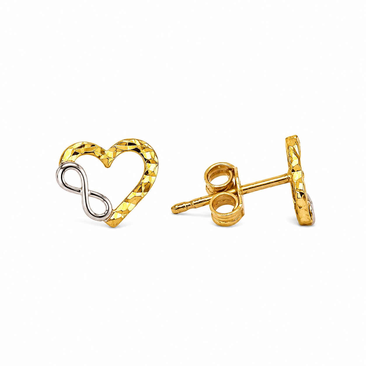 Orecchini Cuore Infinito In Oro Giallo e Bianco