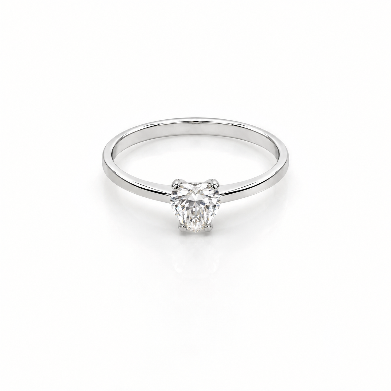 Anello Cuore in Oro Bianco 9Kt con Zircone