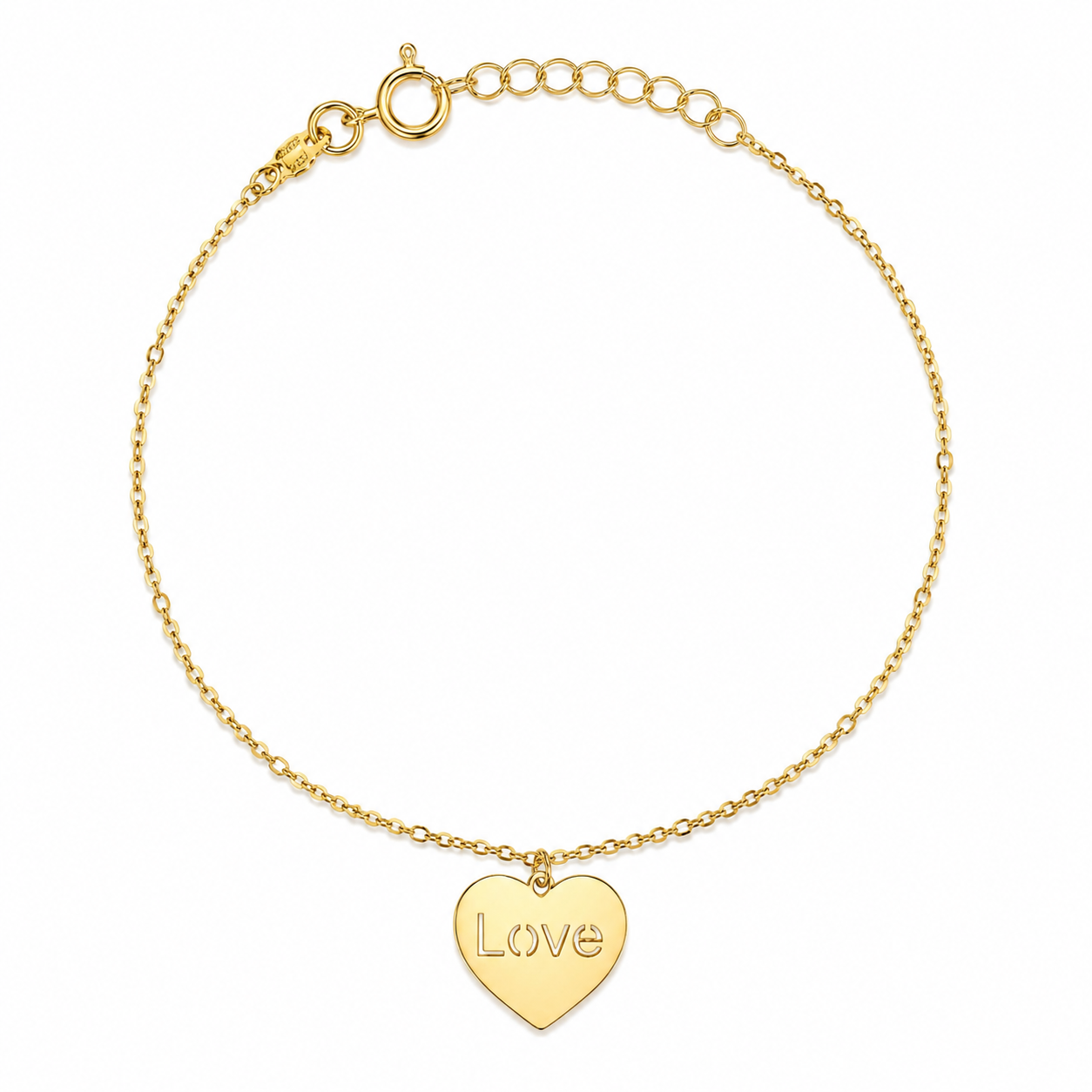 Bracciale Oro Giallo con Cuore Love Pendente
