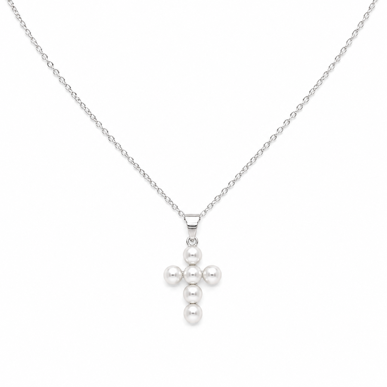 Collana in Argento con Croce di Perle
