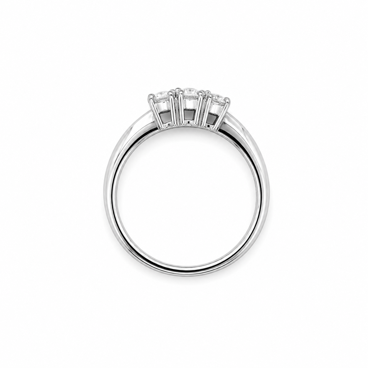 Anello Trilogy in Oro Bianco 9kt con Zirconi Bianchi