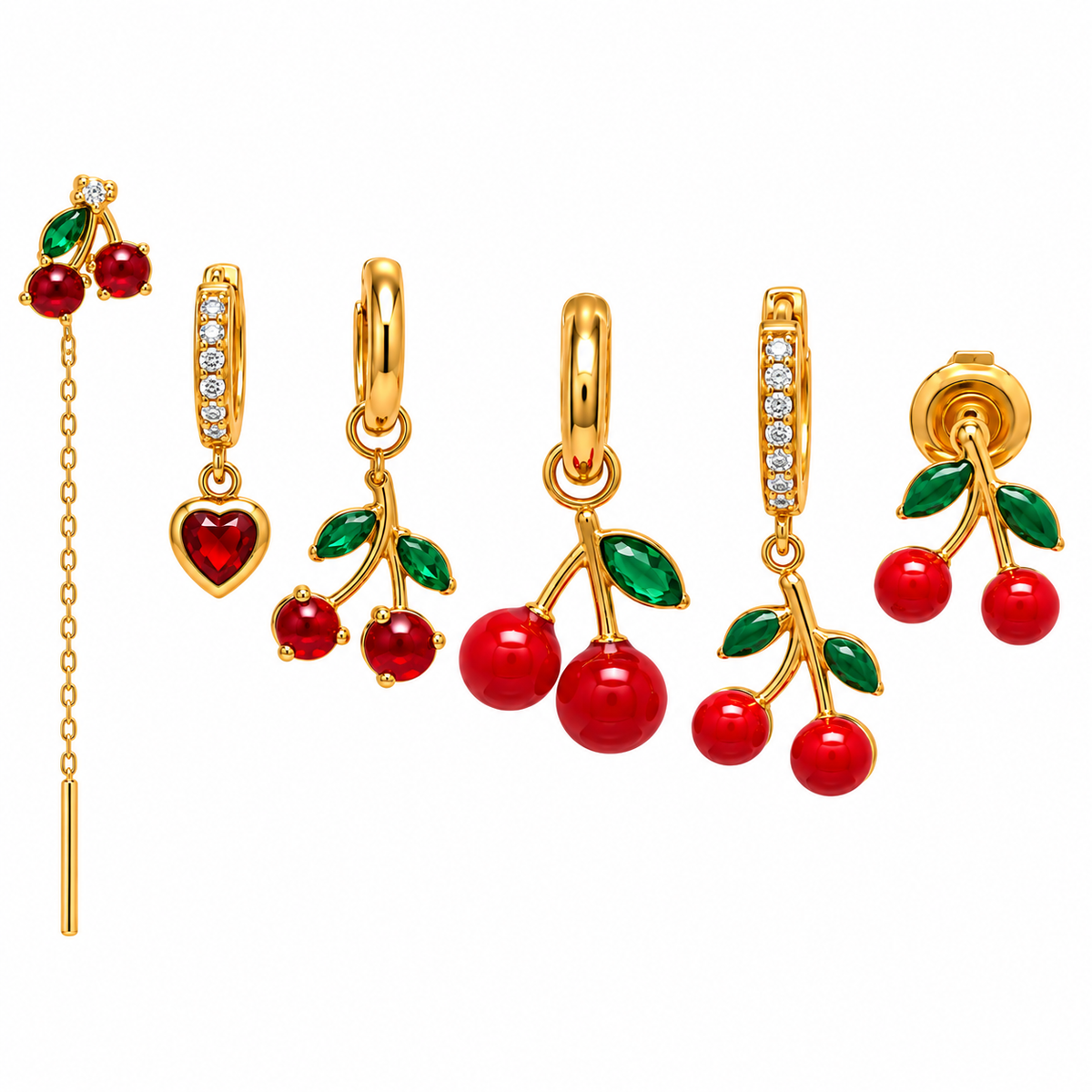 Set di Orecchini in Acciaio con Ciliegie