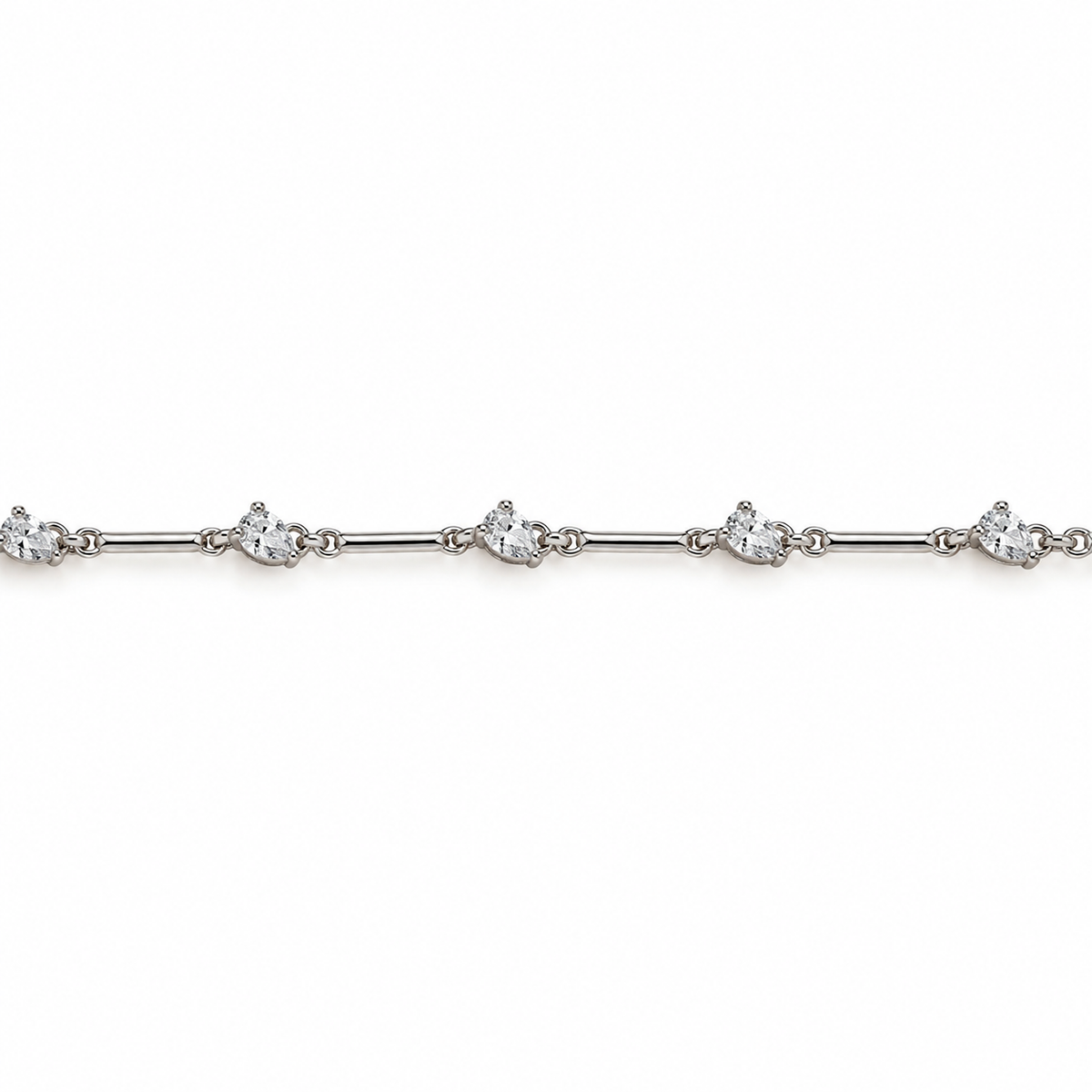Bracciale in Acciaio Argentato con Zirconi Bianchi a Goccia