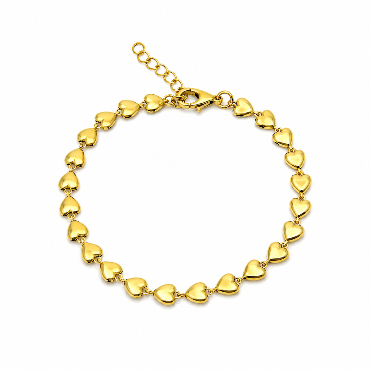 Bracciale in Argento Dorato con Cuori