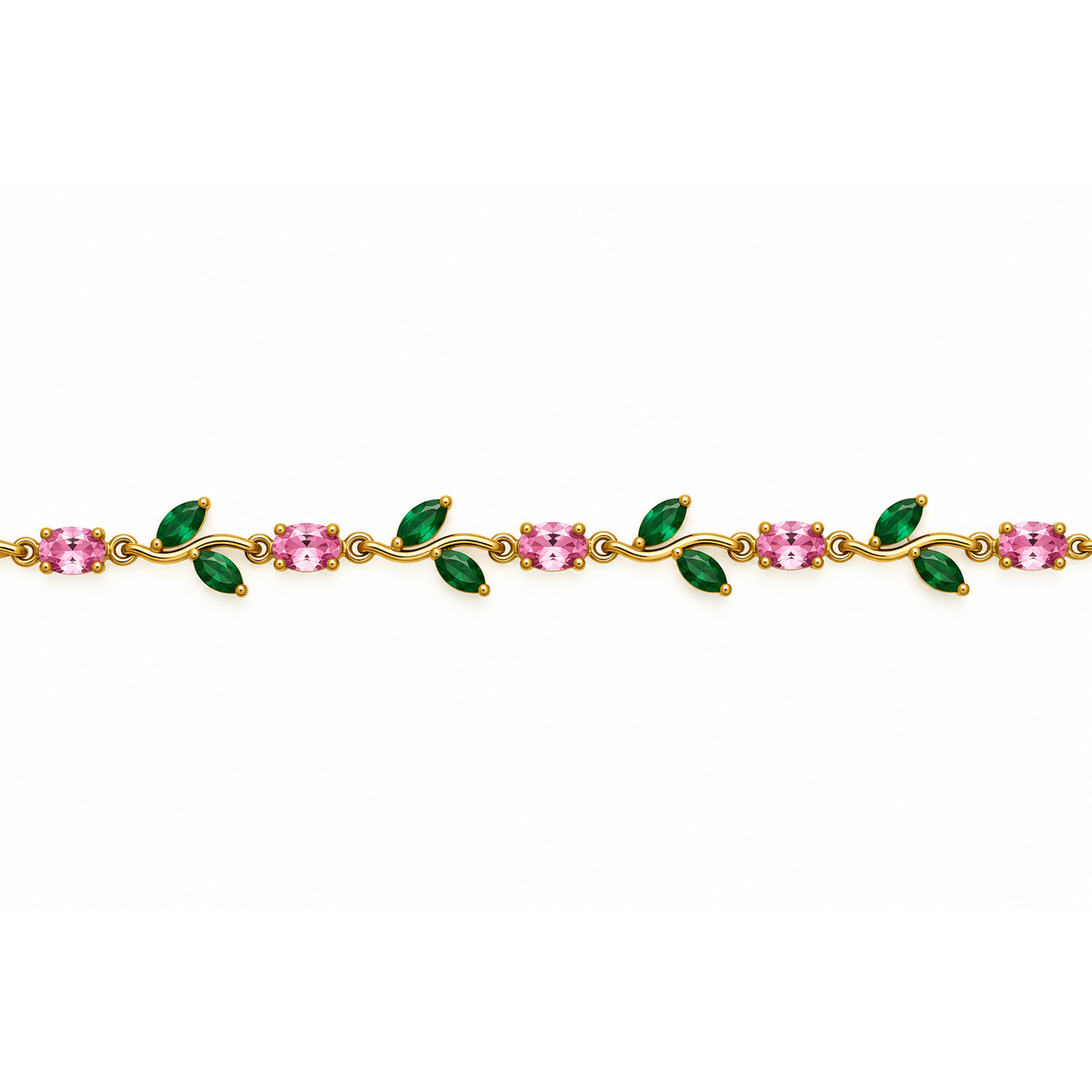 Bracciale Golden Bloom con Cristalli Rosa e Verdi