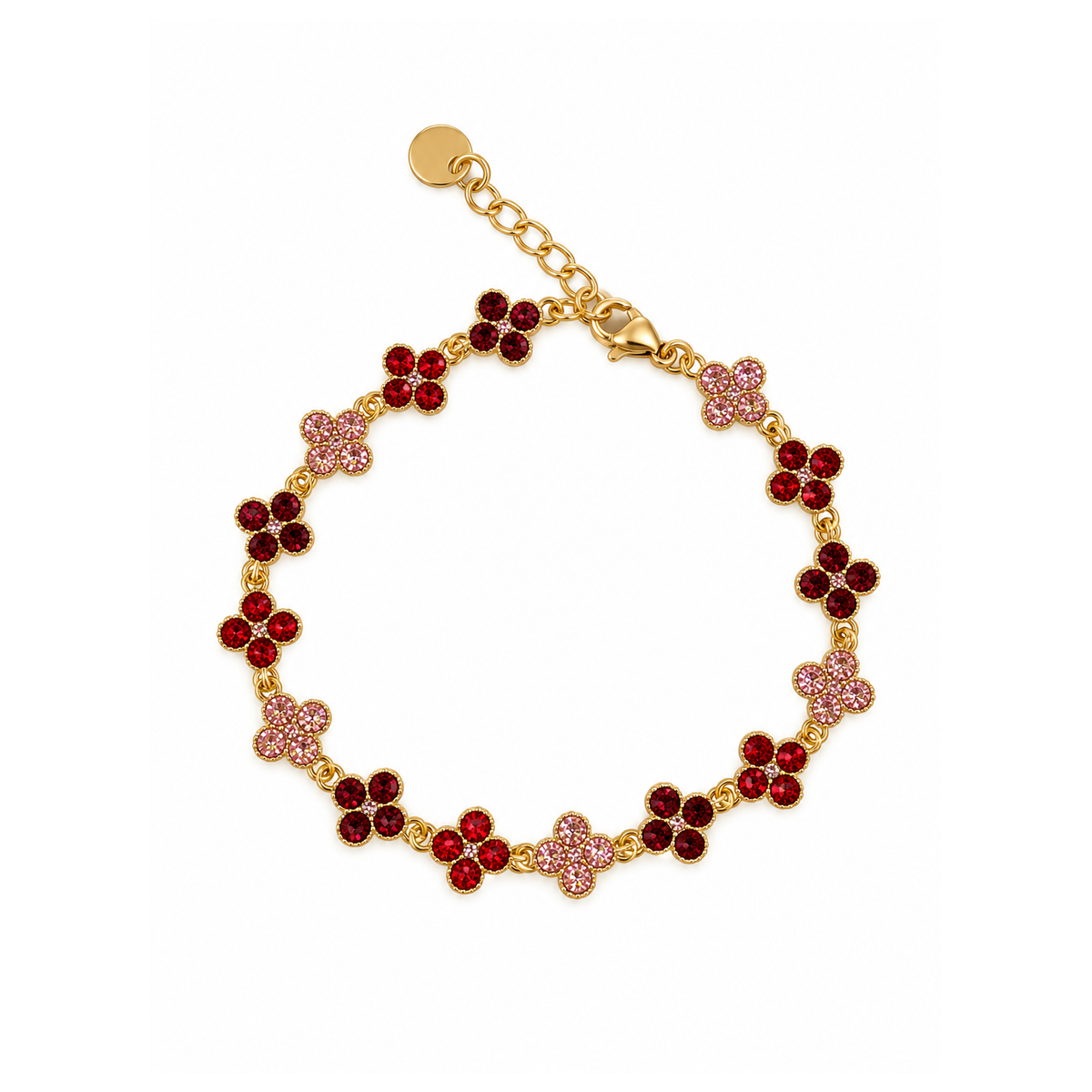 Bracciale Flower Ruby – Fiori Rossi e Rosa