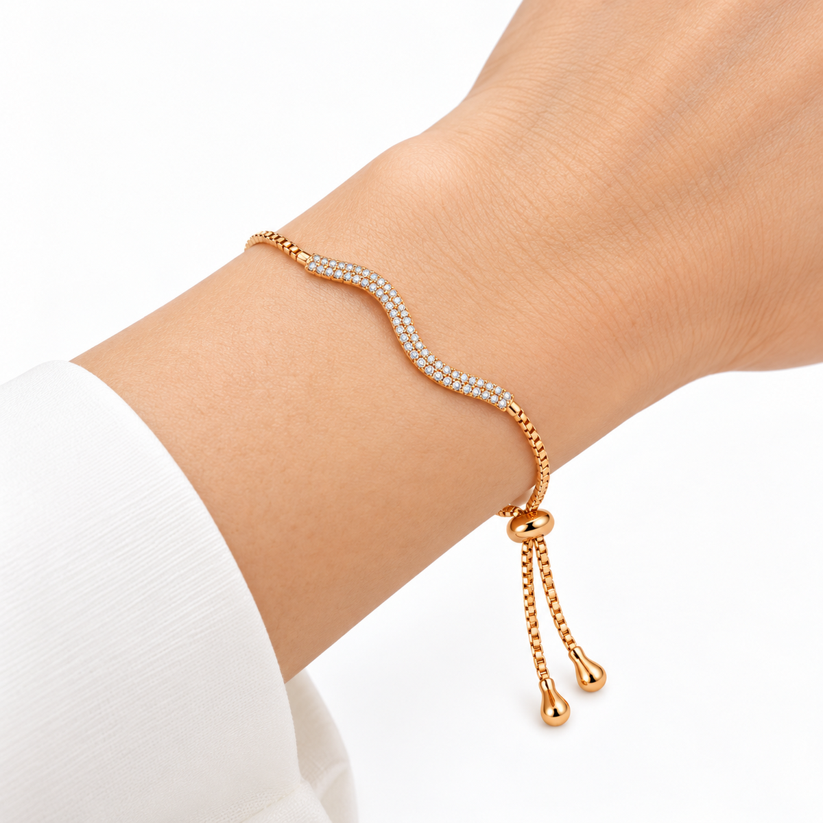 Bracciale Wave Dorato con Zirconi