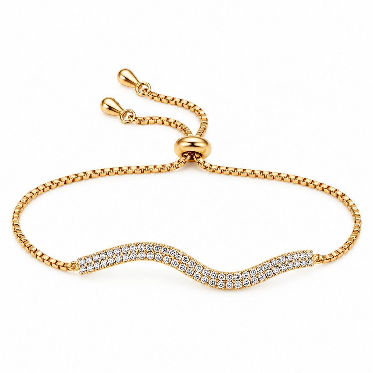 Bracciale Wave Dorato con Zirconi