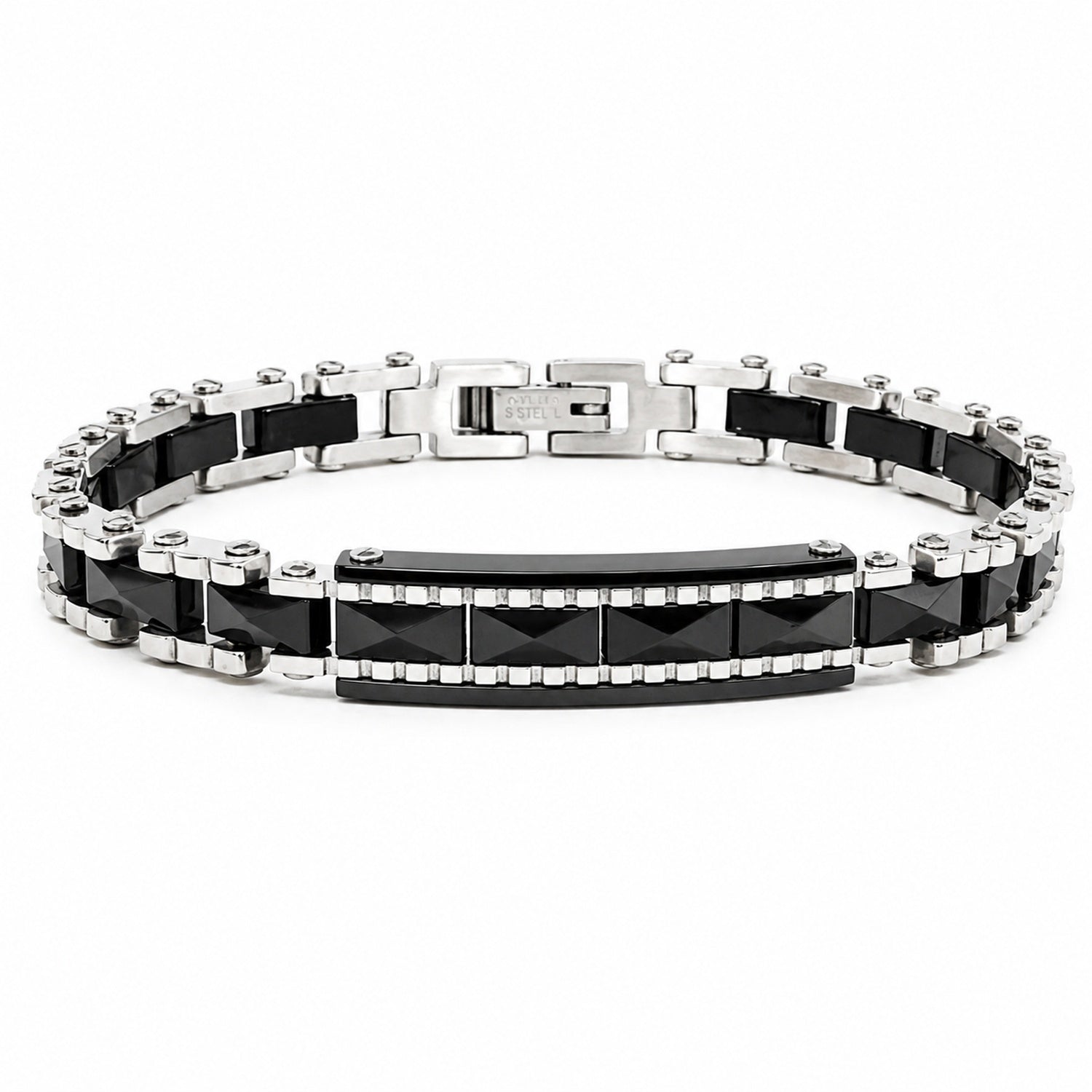 Bracciale Uomo in Acciaio e Ceramica Nera