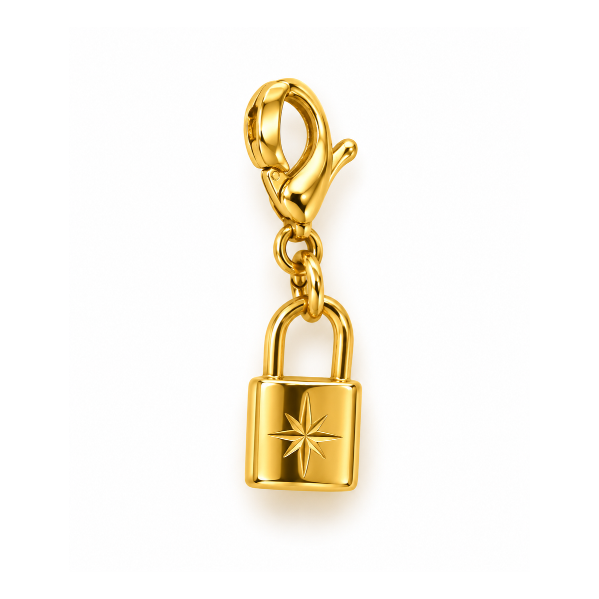 Charm Lucchetto Stella in Acciaio Dorato