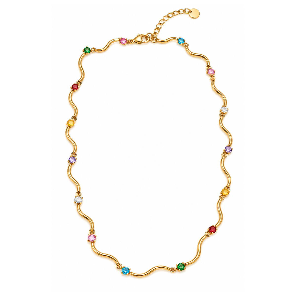 Collana Rainbow Waves in Acciaio – Cristalli Multicolor