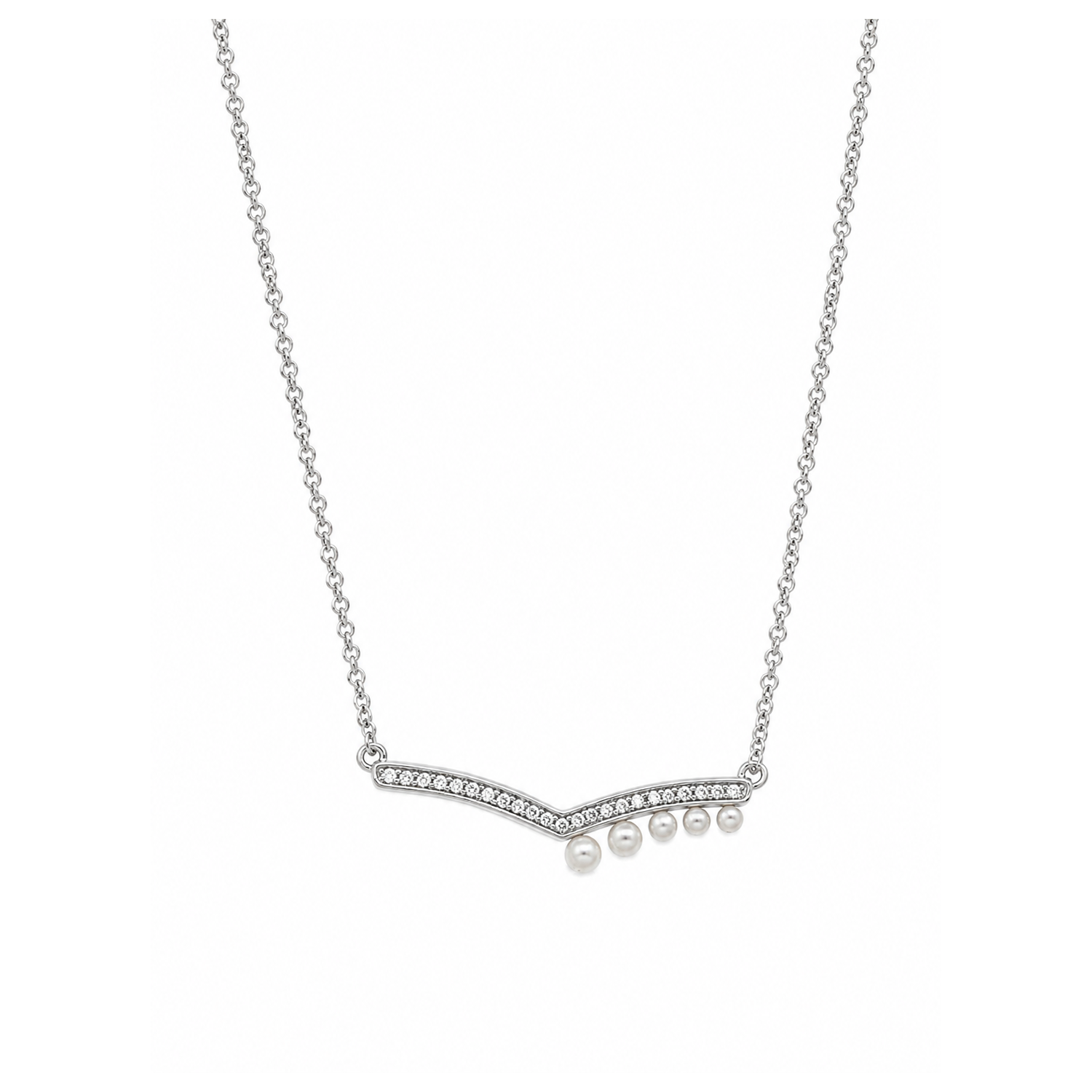 Collana con Perle e Zirconi in Acciaio