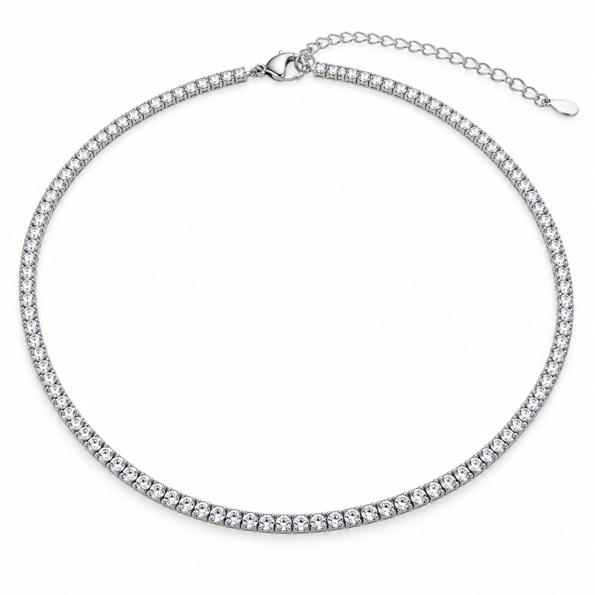 Collana Tennis Argentata con Zirconi