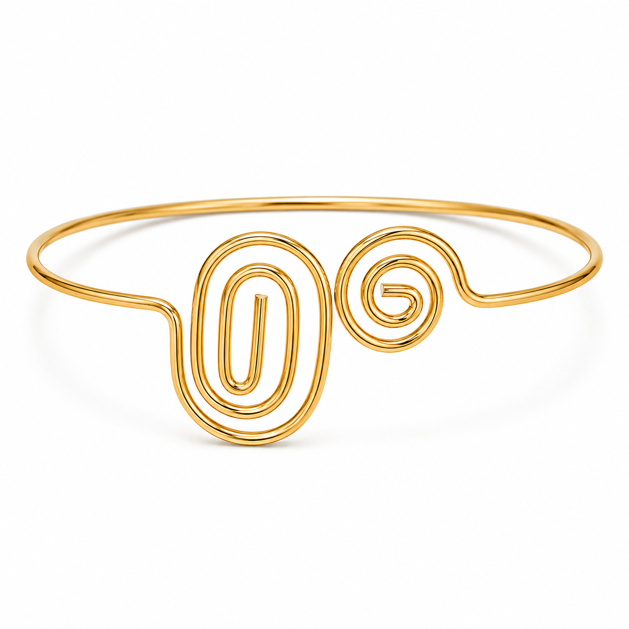 Bracciale da Braccio Rigido in Acciaio Inossidabile Color Oro Design Astratto