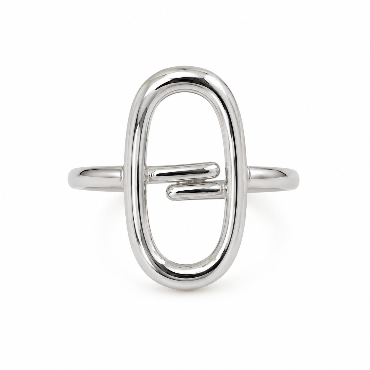 Anello in Acciaio Argento con Design Ovale Minimal