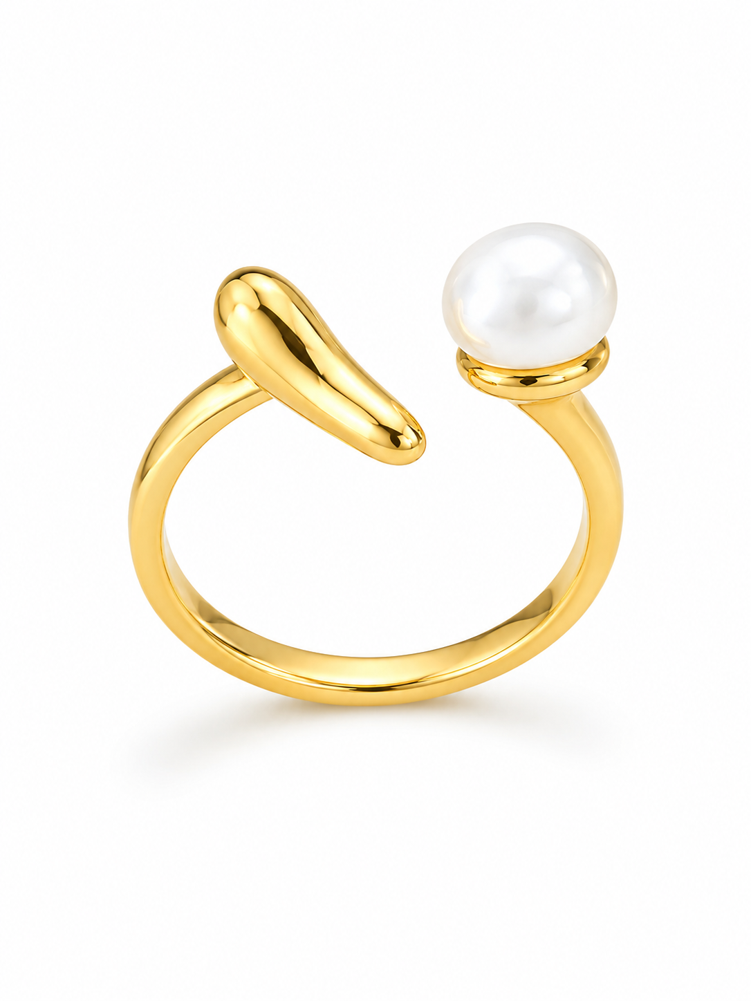 Anello in Acciaio Dorato con Perla