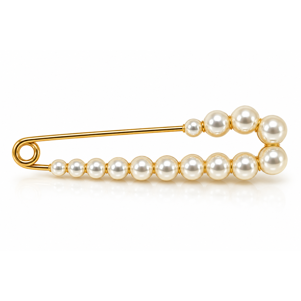 Spilla Dorata con Perle Bianche