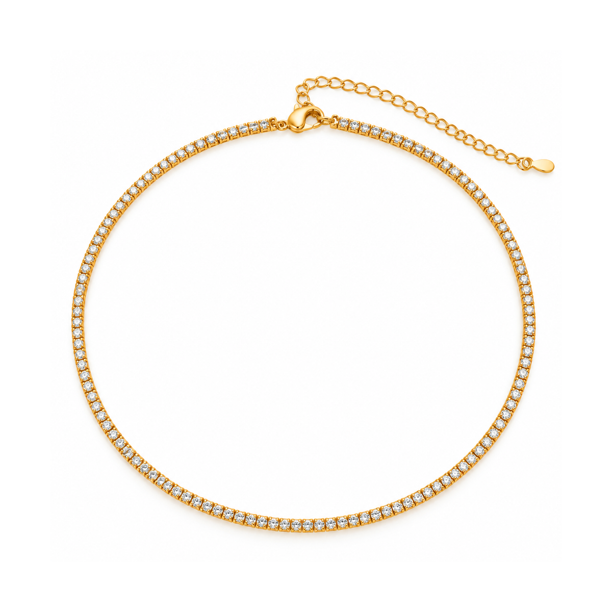 Collana Tennis Dorata con Zirconi